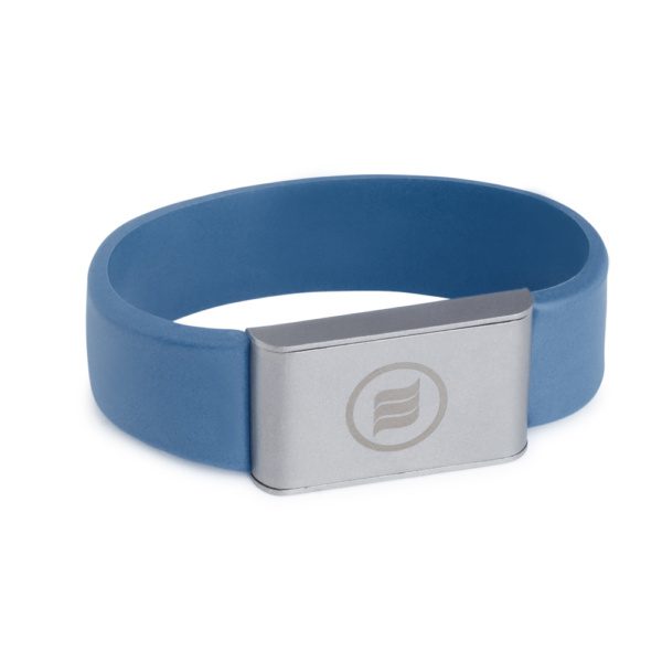 beschermende blauwe armband met memon techniek, beschermd tegen 5g